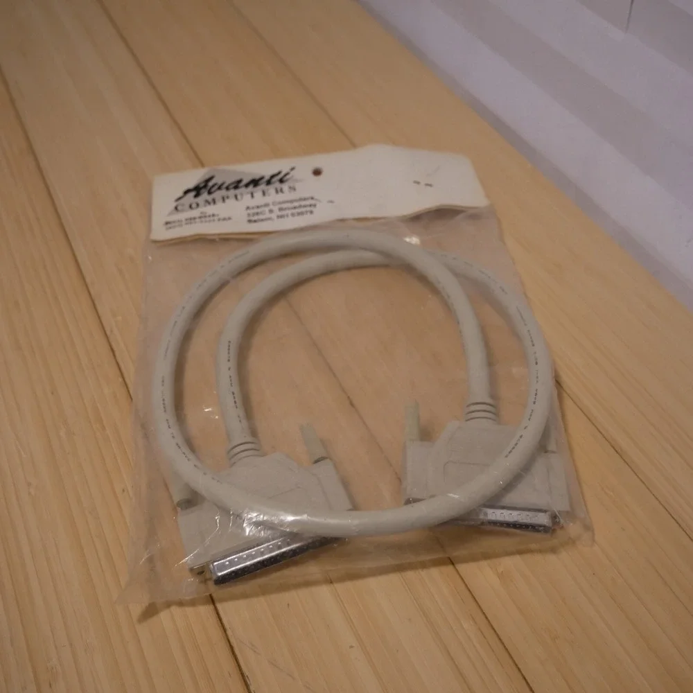 Vintage 26 AWG 3 Foot DB37 Serial Floppy or Tape Cable D-Sub 37 Pin Male to Male